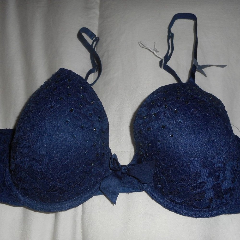 Aerie Sofie Blue Lace Bling Bra  NWOT  34C